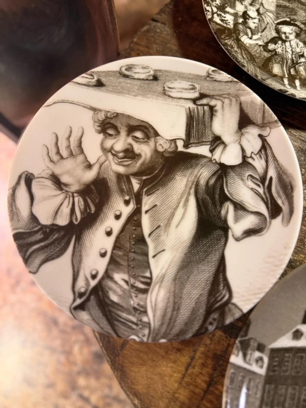 Williams-Sonoma Rare Set Of 4 Satirical Art Of William Hogarth Script